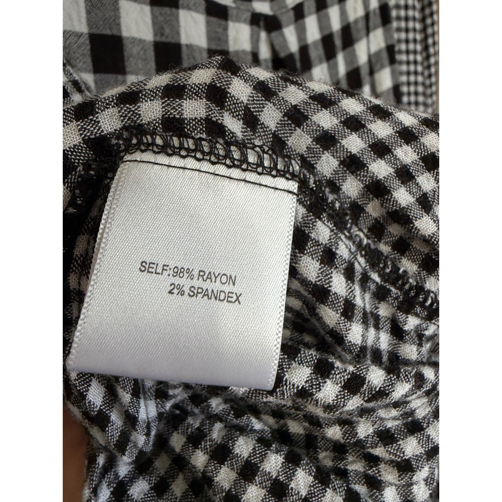 Jane + Delancey Womens Gingham Checkered Henley Blouse Black White Large - Picture 7 of 10